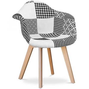 Premium Chaise Design Amir Blanche Et Noire - Patchwork Blanc / Noir