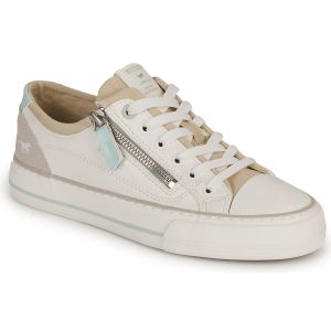 Mustang Baskets basses FEMME beige et à lacets et zip latéral