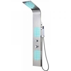 Syst&egrave;me panneau douche acier inoxydable incurv&eacute; 130 cm salle de bain toilette 02_0003114