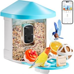 VEVOR Mangeoire Oiseaux avec Cam&eacute;ra Intelligente 2K HD AI Cam&eacute;ra Identifie 10000 Esp&egrave;ces d'Oiseaux, 1 Panneau Solaire, Capture Auto, Notification Instantan&eacute;e, pour Ext&eacute;rieur Amoureux des Oiseaux, Bleu