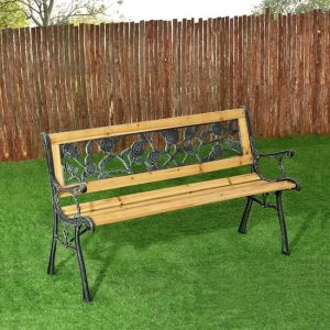 Banc de jardin 2 places - motif Venezia rose - fonte bois de tremble