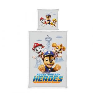Herding Paw Patrol Ensemble de literie en Flanelle, taie d'oreiller 80 x 80 cm, Housse de Couette 135 x 200 cm, avec Patte de Boutonnage, 100% Coton/Flanelle