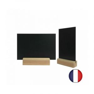 Image de Interface Plv - Porte menu de table en bois brut dimensions 15 x 3,6 x 3,6 cm avec ardoise A5 - Lot de 2 - Brut