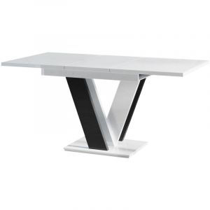 Table Goodyear 104, Blanc brillant + Noir brillant, 76x80x120cm, Allongement, Stratifié