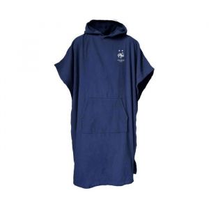 Poncho de bain adulte FFF - 100% coton - capuche et broderie - bleu
