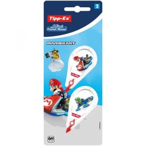 Bic Tipp-Ex Mini Pocket Mouse - Rubans Correcteurs 6 m x 5 mm - Licence MARIO KART, Blister x2