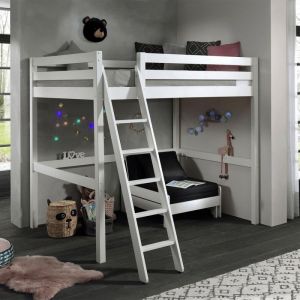 Image de Pack Lit Mezzanine Enfant & Fauteuil Lit "Pino" 140x200cm Blanc