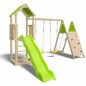 Trigano Aire de jeux bois OLYMPIA XPERIENCE - 9 enfants - Blanc - 300 kg - Ext&eacute;rieur