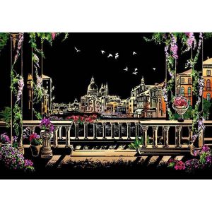 Peinture &agrave; gratter : Venise en Italie