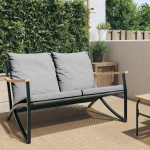 VidaXL Banc de jardin avec coussins 120 cm noir acier