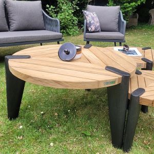 Gecko jardin Table basse en teck recycl&eacute; 80 cm carmen