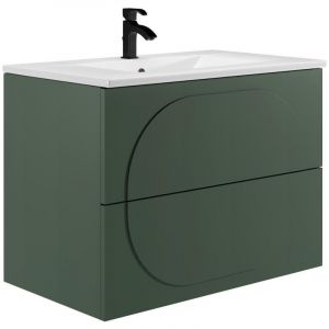 Meuble de salle de bain suspendu avec vasque à encastrer - Vert - 80 cm - VUTOMA