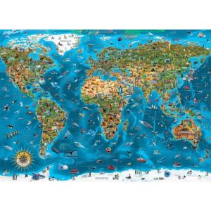 Image de Educa Jouets Puzzle Adulte géant Carte du Monde : Les Plus Belles Merveilles - 12000 Pieces - Collection Monument et Pays - mappemonde -