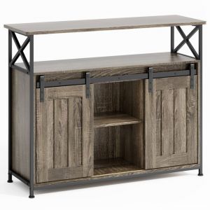 Buffet de Cuisine Bealife Meuble de Rangement 2 Portes Coulissantes 3 Étagères Réglables pour Salon Marron 100 x 33 x 80 cm