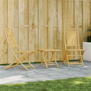 VidaXL Ensemble de bistro 3 pcs bambou, ensemble de bistro de jardin, ensemble de balcon, ensemble de meubles d'ext&eacute;rieur