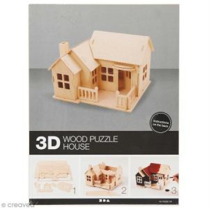 Image de Creotime Puzzle 3D à décorer - Maison avec balcon - 18,5 x 19 cm