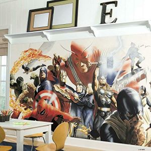 Fresque murale ad sive g&eacute;ante adam ross spiderman, hulk, captain america 3 2 m x 1 83