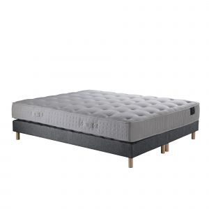 Ensemble 2 Sommiers + Matelas Nova ressorts ensachés Mémoire de forme gris souris - 180x200 cm