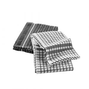 Douceur d'Intérieur, 2 Torchons (50 x 70 cm) Classico Anthracite, Eponge Mineur