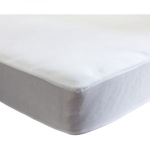 Terre de Nuit Protège matelas molleton 100% coton bio - bonnet 27 cm 120x200 - Blanc