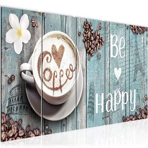 Runa art Tableau Décoration Murale Café Cuisine 150x60 cm - 5 Panneaux Deco Toile Prêt à Accrocher 020756c