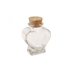 Pot coeur verre ouverture 22mm liège 6x4.5x3.5cm - générique bt3001