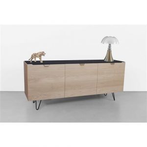 Buffet chêne massif et laqué Pirotais Bois massif Noir mat