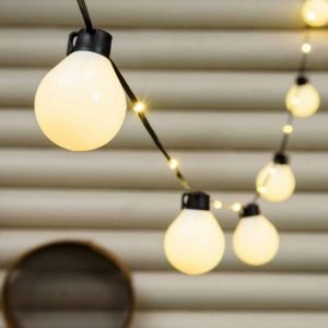 Lotti Guirlande guinguette &eacute;lectrique c&acirc;ble avec led Illumin&eacute;es 25 globes blanc chaud