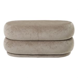 Ferm Living Pouf Oval Medium / 87 x 47,5 - Velours beige en tissu