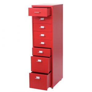 Caisson &Agrave; Roulettes Boston T851, Placard En Acier, 109x28x44cm 8 TiroirsRouge Neuf