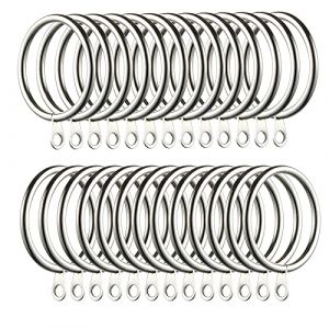 60PCS Anneaux de Rideaux en Métal, Anneau de Tringle Rideau, Diamètre Intérieur 38mm, Argent