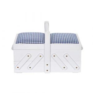 Prym 612577 - Scatola da cucito in legno S, colore: Bianco con tessuto