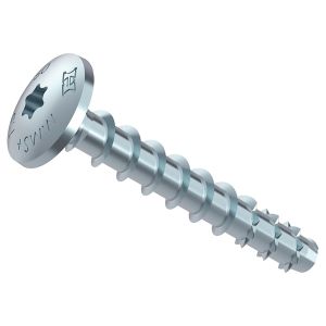 Heco Vis b&eacute;ton Multi-Monti plus t&ecirc;te ronde large T-Drive TX30 zingu&eacute; blanc 7,5 x 60 mm