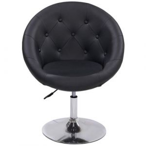 Image de Fauteuil siège chaise capitonné lounge pivotant cuir synt tique noir 1109001