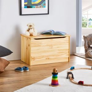 Idimex Coffre à jouets HANNAH coffre de rangement malle rectangulaire avec abattant, en pin massif recouvert d'un vernis naturel