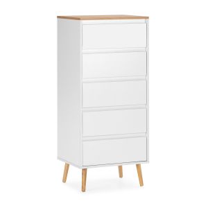 Commode haute 5 tiroirs couleur Blanc