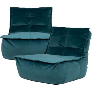 Icon Pouf modulable sofa velours, 2 pièces, vert canard