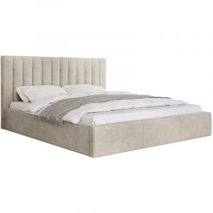 Rosario - lit coffre - 180x200 - sommier inclus - en velours - Beige