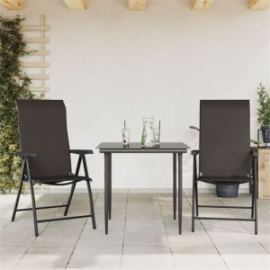 VidaXL Chaises Pliables De Jardin 2 Pcs Couleur Café Noir Poly Rotin