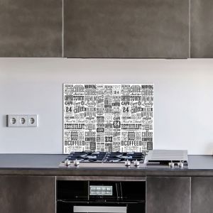 Signaletique.biz France - Crédence cuisine en aluminium - Pose autocollante Coffee Café 90 x 70 Noir et blanc