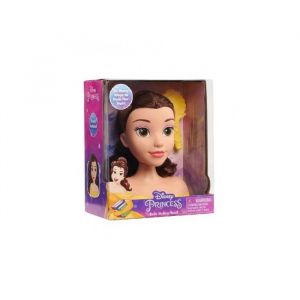 Mini tete a coiffer disney princesse belle 14 cm avec brosse a cheveux - petit modele - beaute coiffure - set jouet enfant + carte