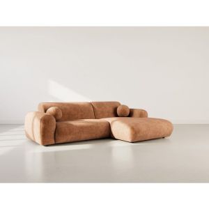 Louise - Canap&eacute; dangle droit 4 places en velours textur&eacute; - Terracotta