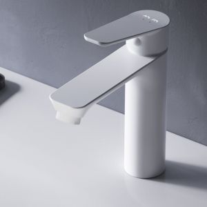 Am.pm - Mitiguer Lavabo Robinet Salle Bain Blanc Robinet de Lavabo pour Salle de Bain M&eacute;langeur Lavabo en Laiton