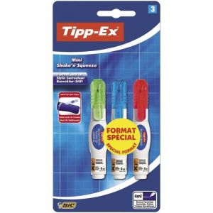 Bic Lot de 3 mini stylos correcteur Tipp Ex Shake'N'Squeeze