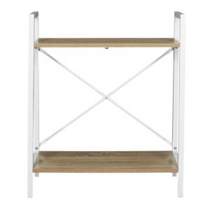 Étagère Déco 2 Niveaux "Bois & Métal" 70cm Blanc Prix