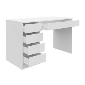 Bureau 5 Tiroirs Design "Tonyo" 120cm Blanc Prix