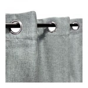 Rideau thermique effet lin chiné doublé polaire ton sur ton à œillets, Kaki clair - 135x240cm prêt a poser Atout Ciel