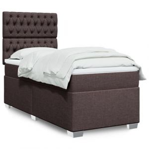 VidaXL Sommier &agrave; lattes de lit avec matelas Marron fonc&eacute; 90x200 cm, lit, lit &agrave; plate-forme, lit &agrave; panneaux, meuble de chambre &agrave; coucher, canap&eacute;-lit