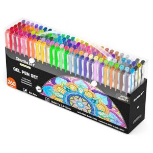 Shuttle Art 260 Stylo Gel Couleur, Lot Stylo Couleur 130 Stylos à Bille à Encre Gel avec 130 Recharges, Stylo Couleur Fantaise Inclus Couleur Paillette Métallique Néon Pastel pour Journaling Coloriage