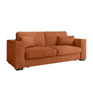 Loungitude Canapé droit fixe 3 places en velours côtelé - Terracotta